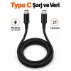 Telefon Ve Tablet İçin Type C To Type C Örgülü Şarj Kablosu