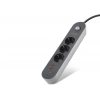 Termal Akım Korumalı Uzatma Kablosu 3 Priz + 2X Usb + Type-C Anahtarlı 2 M - Siyah SH4628