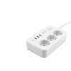 Termal Akım Korumalı Uzatma Kablosu 3 Priz + 3X Usb 2.1A Anahtarlı 2 M - Beyaz 3406-01