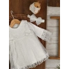 Tokalı Pamuklu Yüksek Kalite Organik Dantelli Kız Bebek Elbise