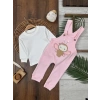 Toz Pembe Renk Kız Bebek & Çocuk Pamuklu 2 Parça Tulum