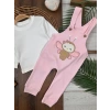 Toz Pembe Renk Kız Bebek & Çocuk Pamuklu 2 Parça Tulum