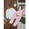 Toz Pembe Renk Kız Bebek & Çocuk Pamuklu 2 Parça Tulum