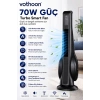 Turbo Smart Akıllı Fan Led Ekranlı Kumandalı 90° Hareketli Serinletici Soğutucu Kule Tipi Vantilatör