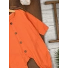 TURUNCU UZUN KOLLU DÜĞMELİ LASTİKLİ PAÇA BİSİKLET YAKA TULUM