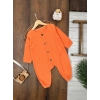 TURUNCU UZUN KOLLU DÜĞMELİ LASTİKLİ PAÇA BİSİKLET YAKA TULUM
