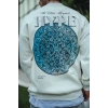 Üç İplik Bisiklet Yaka Baskılı SweatShirt - Beyaz -