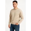 Üç İplik Düz Bisiklet Yaka SweatShirt - Bej -