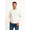 Üç İplik Düz Bisiklet Yaka SweatShirt - Beyaz -