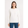 Üç İplik Düz Bisiklet Yaka SweatShirt - Beyaz -