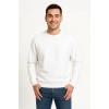 Üç İplik Düz Bisiklet Yaka SweatShirt - Beyaz -