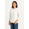 Üç İplik Düz Bisiklet Yaka SweatShirt - Beyaz -