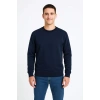 Üç İplik Düz Bisiklet Yaka SweatShirt - Lacivert