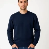 Üç İplik Düz Bisiklet Yaka SweatShirt - Lacivert