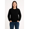 Üç İplik Düz Bisiklet Yaka SweatShirt - Siyah -