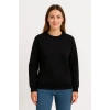 Üç İplik Düz Bisiklet Yaka SweatShirt - Siyah -