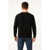 Üç İplik Düz Bisiklet Yaka SweatShirt - Siyah -