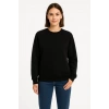 Üç İplik Düz Bisiklet Yaka SweatShirt - Siyah -