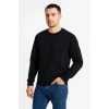 Üç İplik Düz Bisiklet Yaka SweatShirt - Siyah -
