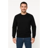 Üç İplik Düz Bisiklet Yaka SweatShirt - Siyah -