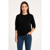 Üç İplik Düz Bisiklet Yaka SweatShirt - Siyah -