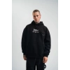Üç İplik Kapşonlu Dijital Patchli SweatShirt - Siyah -