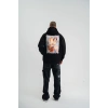 Üç İplik Kapşonlu Dijital Patchli SweatShirt - Siyah -