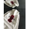 Üç İplik Kapüşonlu Baskılı Oversize SweatShirt- Beyaz