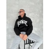 Üç İplik Kapüşonlu Baskılı SweatShirt - Siyah -