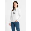 Üç İplik Kapüşonlu Kanguru Çepli SweatShirt hoodie - Beyaz -