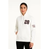 Üç İplik Kapüşonlu Ön ve Arka Baskılı SweatShirt hoodie - Beyaz -