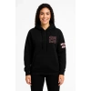 Üç İplik Kapüşonlu Ön ve Arka Baskılı SweatShirt hoodie - Siyah -