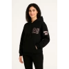 Üç İplik Kapüşonlu Ön ve Arka Baskılı SweatShirt hoodie - Siyah -