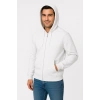 Üç İplik Kapüşonlu Tam Fermuarlı Kanguru Cepli SweatShirt Hoodie - Beyaz -