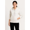 Üç İplik Kapüşonlu Tam Fermuarlı Kanguru Çepli SweatShirt Hoodie - Beyaz -