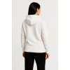 Üç İplik Kapüşonlu Tam Fermuarlı Kanguru Çepli SweatShirt Hoodie - Beyaz -