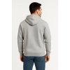 Üç İplik Kapüşonlu Tam Fermuarlı Kanguru Çepli SweatShirt Hoodie - Gri -