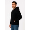Üç İplik Kapüşonlu Tam Fermuarlı Kanguru Çepli SweatShirt Hoodie - Siyah -