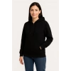 Üç İplik Kapüşonlu Tam Fermuarlı Kanguru Çepli SweatShirt Hoodie - Siyah -