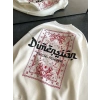 Üç İplik Penye Bisiklet Yaka Baskılı SweatShirt - Beyaz