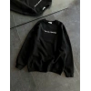 Üç İplik Penye Bisiklet Yaka Baskılı SweatShirt - Siyah