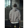 Üç İplik Penye Kapşonlu Basic SweatShirt - Boyalı Gri -