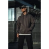 Üç İplik Penye Kapşonlu Basic SweatShirt - Füme -
