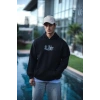 Üç İplik Penye Kapşonlu Baskılı SweatShirt - Siyah -