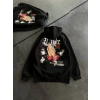 Üç İplik Penye Uzun Kol Kapşonlu Baskılı SweatShirt - Siyah -
