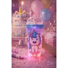 Unicorn Temalı Led Işıklı Suluk Buzlu Cam Görünümlü 450 ML Çift Katman Mika Su Şişesi 2646 Mavi