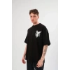 Unisex Bisiklet Yaka Baskılı Oversize TShirt