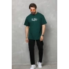 Unisex Bisiklet Yaka Baskılı Oversize TShirt