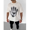 Unisex Bisiklet Yaka Baskılı Oversize TShirt