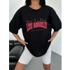 Unisex Bisiklet Yaka Baskılı Oversize TShirt